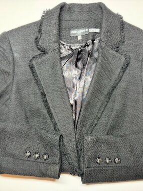 Karl Lagerfeld Paris Black Tweed Fringed‎ Blazer – Size 6 – NWOT